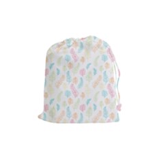 Whimsical Feather Pattern,Fresh Colors, Drawstring Pouch (Medium)