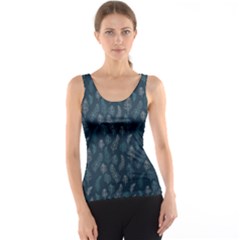 Whimsical Feather Pattern, Midnight Blue, Tank Top by Zandiepants