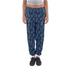 Whimsical Feather Pattern, Midnight Blue, Women s Jogger Sweatpants by Zandiepants