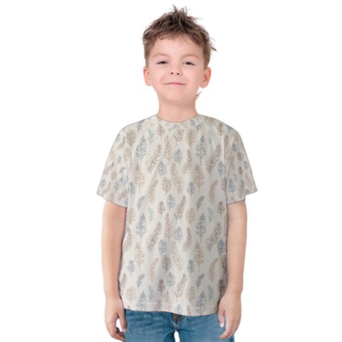 Whimsical Feather Pattern, Nature Brown, Kid s Cotton Tee by Zandiepants