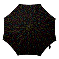 Whimsical Feather Pattern, Bright Pink Red Blue Green Yellow, Hook Handle Umbrella (small) by Zandiepants