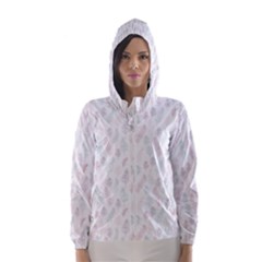 Whimsical Feather Pattern, Soft Colors, Hooded Wind Breaker (women)