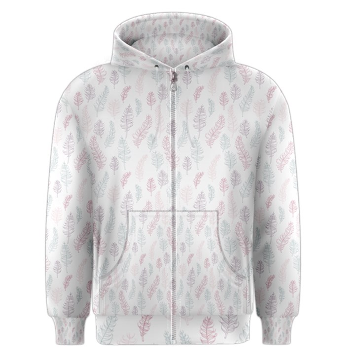 Whimsical Feather Pattern, soft colors, Men s Zipper Hoodie