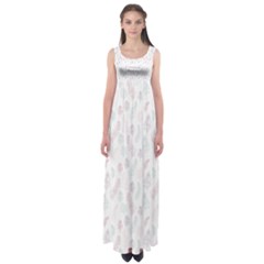 Whimsical Feather Pattern, Soft Colors, Empire Waist Maxi Dress