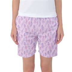 Whimsical Feather Pattern, Pink & Purple, Women s Basketball Shorts