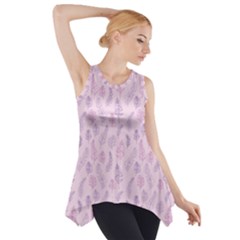 Whimsical Feather Pattern, Pink & Purple, Side Drop Tank Tunic by Zandiepants