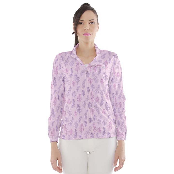 Whimsical Feather Pattern, pink & purple, Wind Breaker (Women)