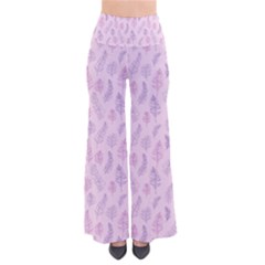 Whimsical Feather Pattern, Pink & Purple, Women s Chic Palazzo Pants 