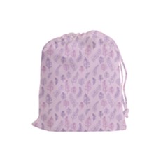 Whimsical Feather Pattern, Pink & Purple, Drawstring Pouch (large) by Zandiepants