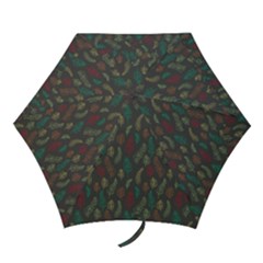 Whimsical Feather Pattern, Autumn Colors, Mini Folding Umbrella