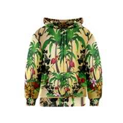 Tropical Design With Flamingo And Palm Tree Kids  Zipper Hoodie by FantasyWorld7