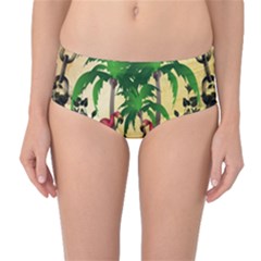 Tropical Design With Flamingo And Palm Tree Mid-waist Bikini Bottoms by FantasyWorld7