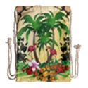 Tropical Design With Flamingo And Palm Tree Drawstring Bag (Large) View1