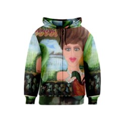 The Girl With A Wooden Hair  Kids  Zipper Hoodie by appleartcom