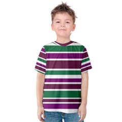 Purple Green Stripes Kid s Cotton Tee