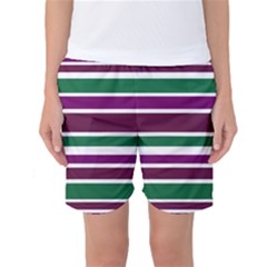 Purple Green Stripes Women s Basketball Shorts