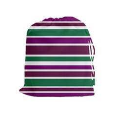 Purple Green Stripes Drawstring Pouches (extra Large)