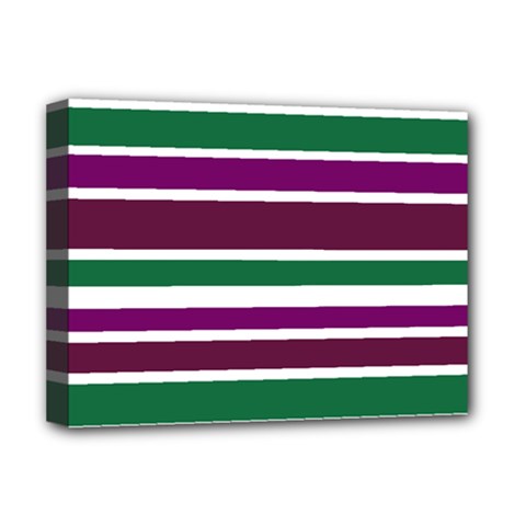 Purple Green Stripes Deluxe Canvas 16  X 12   by BrightVibesDesign