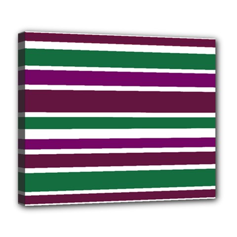 Purple Green Stripes Deluxe Canvas 24  X 20   by BrightVibesDesign