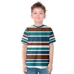 Teal Brown Stripes Kid s Cotton Tee