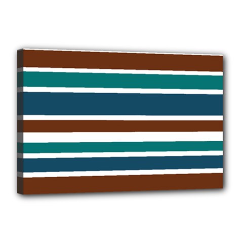 Teal Brown Stripes Canvas 18  X 12  by BrightVibesDesign