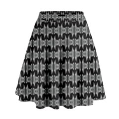 Black White Tiki Pattern High Waist Skirt