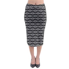 Black White Tiki Pattern Midi Pencil Skirt