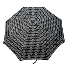 Black White Tiki Pattern Folding Umbrellas