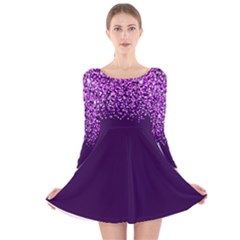 Purple Rain Long Sleeve Velvet Skater Dress