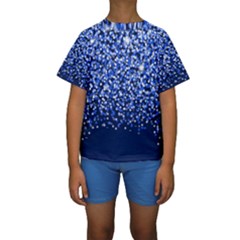 Blue Glitter Rain Kid s Short Sleeve Swimwear