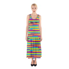 Colorful Stripes Background Sleeveless Maxi Dress