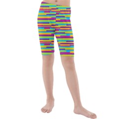 Colorful Stripes Background Kid s Mid Length Swim Shorts