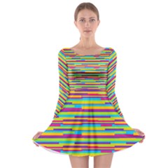 Colorful Stripes Background Long Sleeve Skater Dress