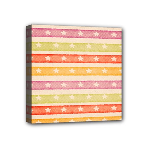 Watercolor Stripes Background With Stars Mini Canvas 4  X 4  by TastefulDesigns