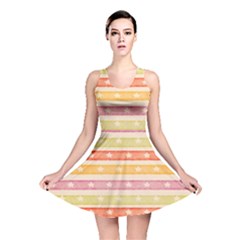 Watercolor Stripes Background With Stars Reversible Skater Dress by TastefulDesigns