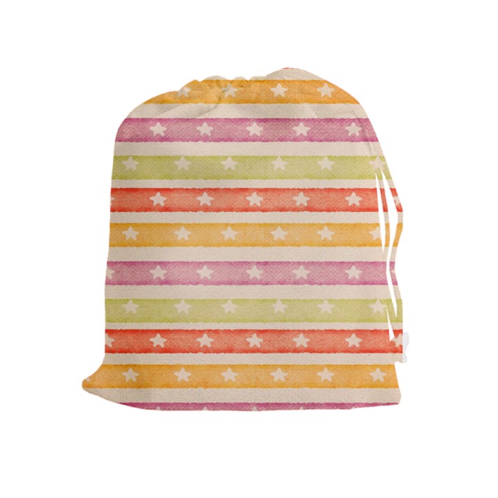 Watercolor Stripes Background With Stars Drawstring Pouches (Extra Large)