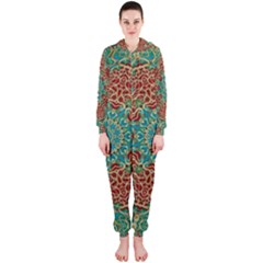 The Wooden Heart Mandala,giving Calm Hooded Jumpsuit (ladies)  by pepitasart