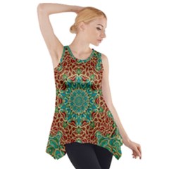 The Wooden Heart Mandala,giving Calm Side Drop Tank Tunic