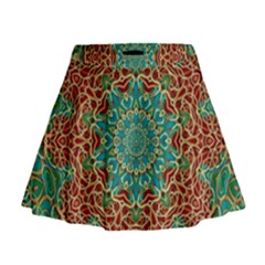 The Wooden Heart Mandala,giving Calm Mini Flare Skirt