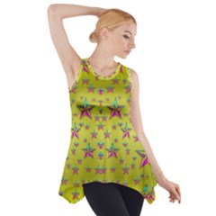 Flower Power Stars Side Drop Tank Tunic