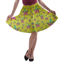 Flower Power Stars A-line Skater Skirt