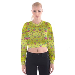 Flower Power Stars Women s Cropped Sweatshirt