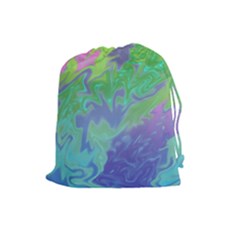 Green Blue Pink Color Splash Drawstring Pouches (large)  by BrightVibesDesign