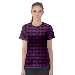 Pink Black Retro Tiki Pattern Women s Sport Mesh Tee