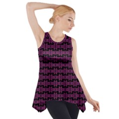 Pink Black Retro Tiki Pattern Side Drop Tank Tunic by BrightVibesDesign