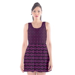 Pink Black Retro Tiki Pattern Scoop Neck Skater Dress