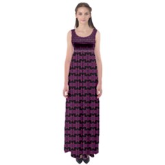 Pink Black Retro Tiki Pattern Empire Waist Maxi Dress