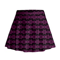 Pink Black Retro Tiki Pattern Mini Flare Skirt