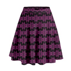 Pink Black Retro Tiki Pattern High Waist Skirt