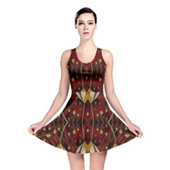 Fantasy Flowers And Leather In A World Of Harmony Reversible Skater Dress